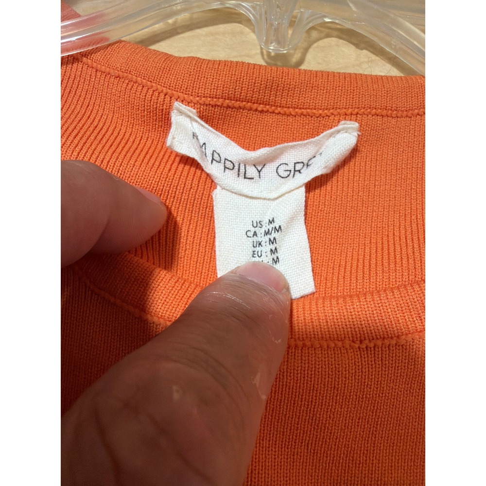 Happily Grey Orange White Striped Knit Sleeveless Tank Top Sweater Shell Medium - Picture 3 of 3